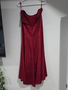 le chateau Deep Red Satin Maxi Skirt